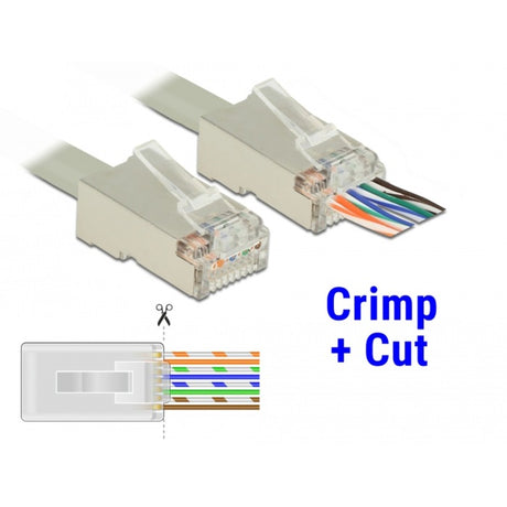Delock RJ45 Crimp+Cut Stecker Cat.6 STP Stecker (transparent, 20 Stück)