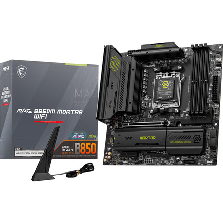 Msi mag b850m mortar wifi socket am5 moederbord (zwart, raid, 5 gb-lan, wlan, bt, sound, atx)
