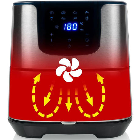 Princess 182060 Digital Aerofryer Deluxe XXL Heißluftfritteuse (Edelstahl schwarz, 5,5 Liter)