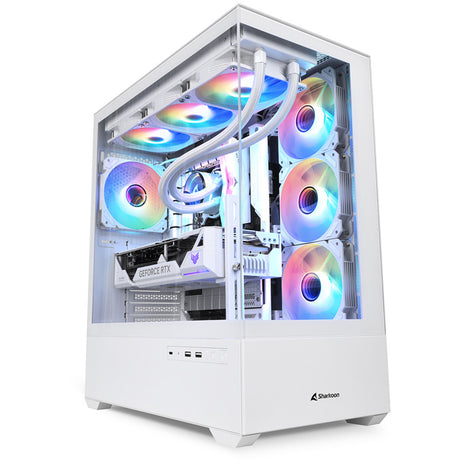 Sharkoon AK6 RGB Midi-Tower-Gehäuse (weiß | 2x USB-A | 1x USB-C | RGB | gehärtetes Glas)