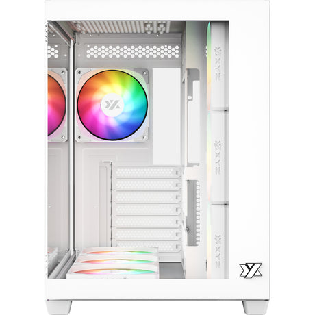 Xyz PC Gear Tesseract x Midi-Tower-Gehäuse (weiß | 2x USB-A | 1x USB-C | gehärtetes Glas)