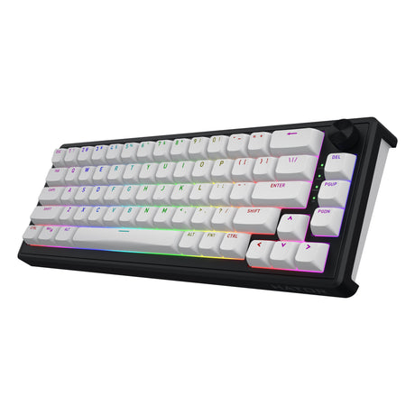 Hator skyfall wireless rgb mechanisch gaming toetsenbord (zwart, us lay-out (qwerty), hator aurum sterling, 65%, rgb, double shot abs, hot-swap, 2.4ghz | bluetooth | usb-c)