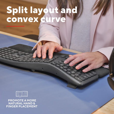 Trust Keyra ergonomische kabellose Tastatur (schwarz, US-Layout (QWERTY), 100 %, 2,4 GHz USB | Bluetooth)