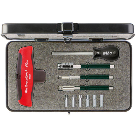 Wiha Drehmomentschraubendreher-Set mit Kreuzgriff Torquevario-s t (schwarz rot, 5-14 Nm, 12-teilig, inkl. Box)