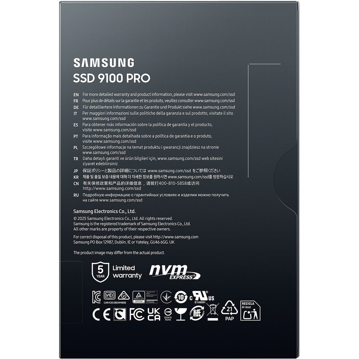 Samsung mz-vap4t0bw 9100 pro pcie® 5.0 nvme™ m.2 SSD – 4 TB, 4 TB, M.2, 14800 MB s
