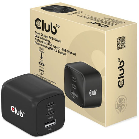 Club 3D Reiseladegerät 65 W Gan (schwarz)