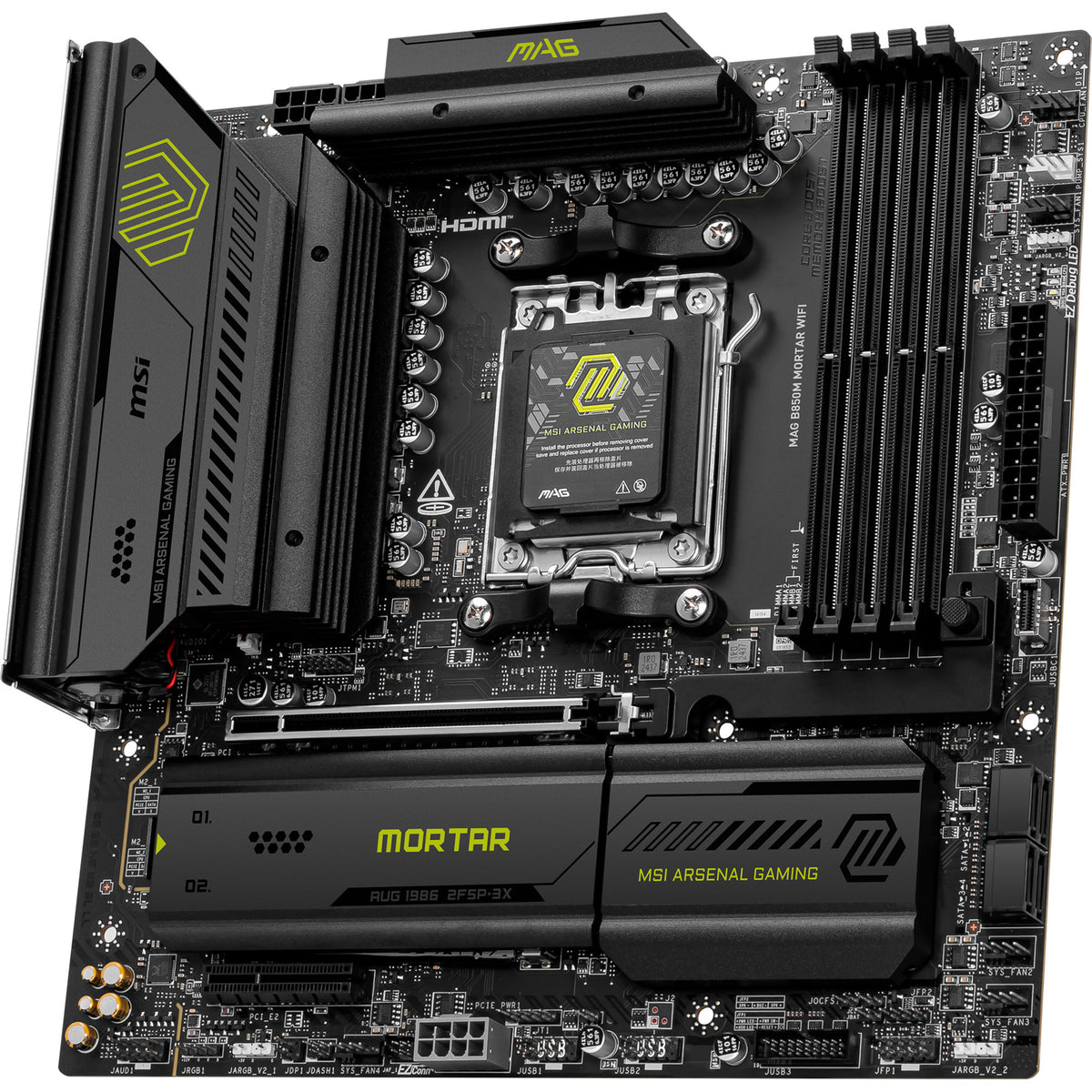 Msi mag b850m mortar wifi socket am5 moederbord (zwart, raid, 5 gb-lan, wlan, bt, sound, atx)