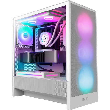 Nzxt H5 Flow RGB V2 Midi-Tower-Gehäuse (weiß | 1x USB-A | 1x USB-C | RGB | gehärtetes Glas)