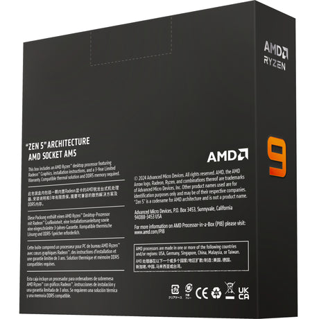 AMD Ryzen 9 9950x, 4,4 GHz (5,7 GHz Turbo Boost) Sockel AM5-Prozessor (entsperrt, verpackt)