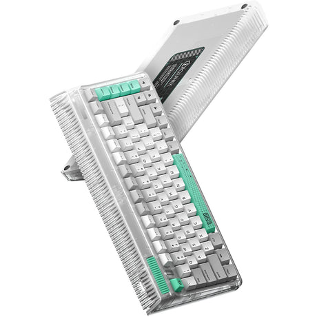 Iqunix OG80 kabellose mechanische Wurmloch-Tastatur (grau, US-Layout (QWERTY), Cherry MX Brown, 80 % (TKL), RGB-LEDs, Hot-Swap-fähig, PBT, 2,4 GHz | Bluetooth 5.1 | USB-C)
