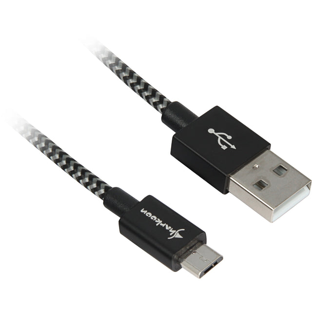 Sharkoon USB 2.0 Kabel, USB-A > Micro-USB B (schwarz grau, 1 Meter)