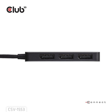 Club 3D USB-C auf Triple DisplayPort MST Hub (Schwarz, 4K60Hz)