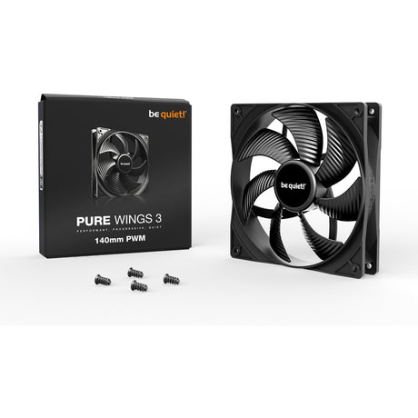Ruhig sein! Pure Wings 3 PWM Gehäuselüfter (schwarz, 140 x 140 x 25 mm)
