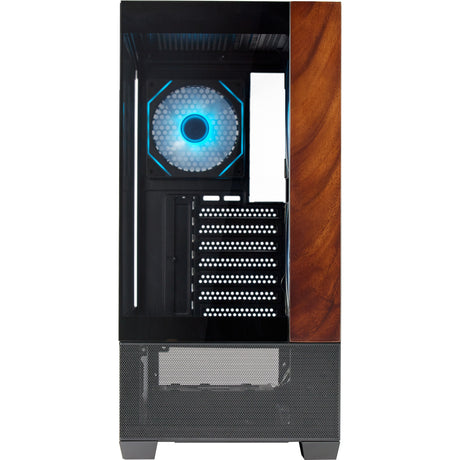 Cooler Master Elite 690 Wood Midi Tower-Gehäuse (schwarze Holzfarbe | 2x USB-A | 1x USB-C | RGB | gehärtetes Glas)
