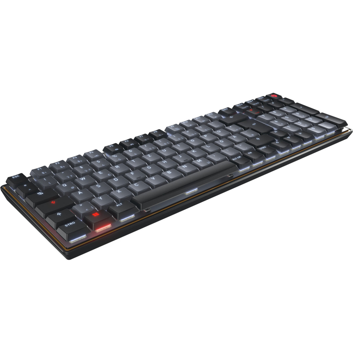 Cherry KW 550 MX LP, Tastatur (Schwarz, US-Layout, MX Low Profile 2.0 Elfenbein, 96 %, weiße LED, PBT-Tastenkappen)
