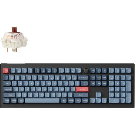 Mechanische Tastatur Keychron V6 Max-D3 RGB (Schwarz, US-Layout (QWERTY), Gateron Jupiter Brown, 100 %, RGB-LEDs, Double-Shot OSA PBT, Hot Swap, 2,4 GHz | Bluetooth 5.1 | USB-C, Knopf)