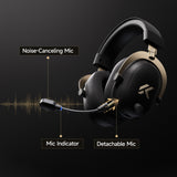 Mchose v9 turbo+ magnetic wireless over-ear gaming headset (hoogglans wit goud, nintendo switch, playstation 4, playstation 5, mobiel, pc, 2.4g bluetooth usb)