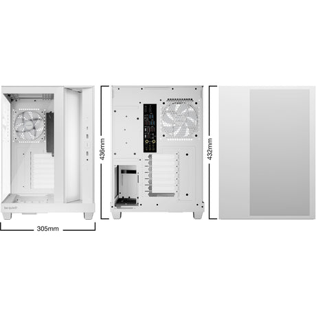 Ruhig sein! Lichtsockel 500 lx Midi-Tower-Gehäuse (weiß | 2x USB-A | 1x USB-C | RGB | Fenster)