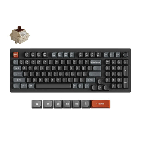 Keychron V5 Ultra 8K kabellose, benutzerdefinierte mechanische Tastatur (Schwarz, US-Layout (QWERTY), Seidenbommelbraun, 96 %, RGB, Hot-Swap, 2,4 GHz | Bluetooth 5.3 | USB-C)