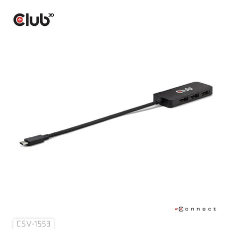 Club 3D USB-C auf Triple DisplayPort MST Hub (Schwarz, 4K60Hz)