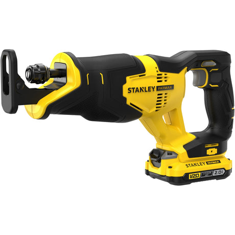 Stanley Fatmax V20 18 V Säbelsäge (gelb schwarz, Koffer, 2 Akkus (2,0 Ah) und Ladegerät (2 A) im Lieferumfang enthalten)