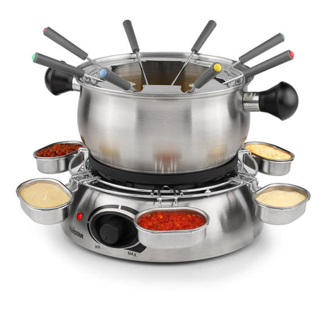 Tristar fo-1100 Fondue (Edelstahl, 8 Personen, 1300 W, geeignet für Öl, Schokolade und Käse)