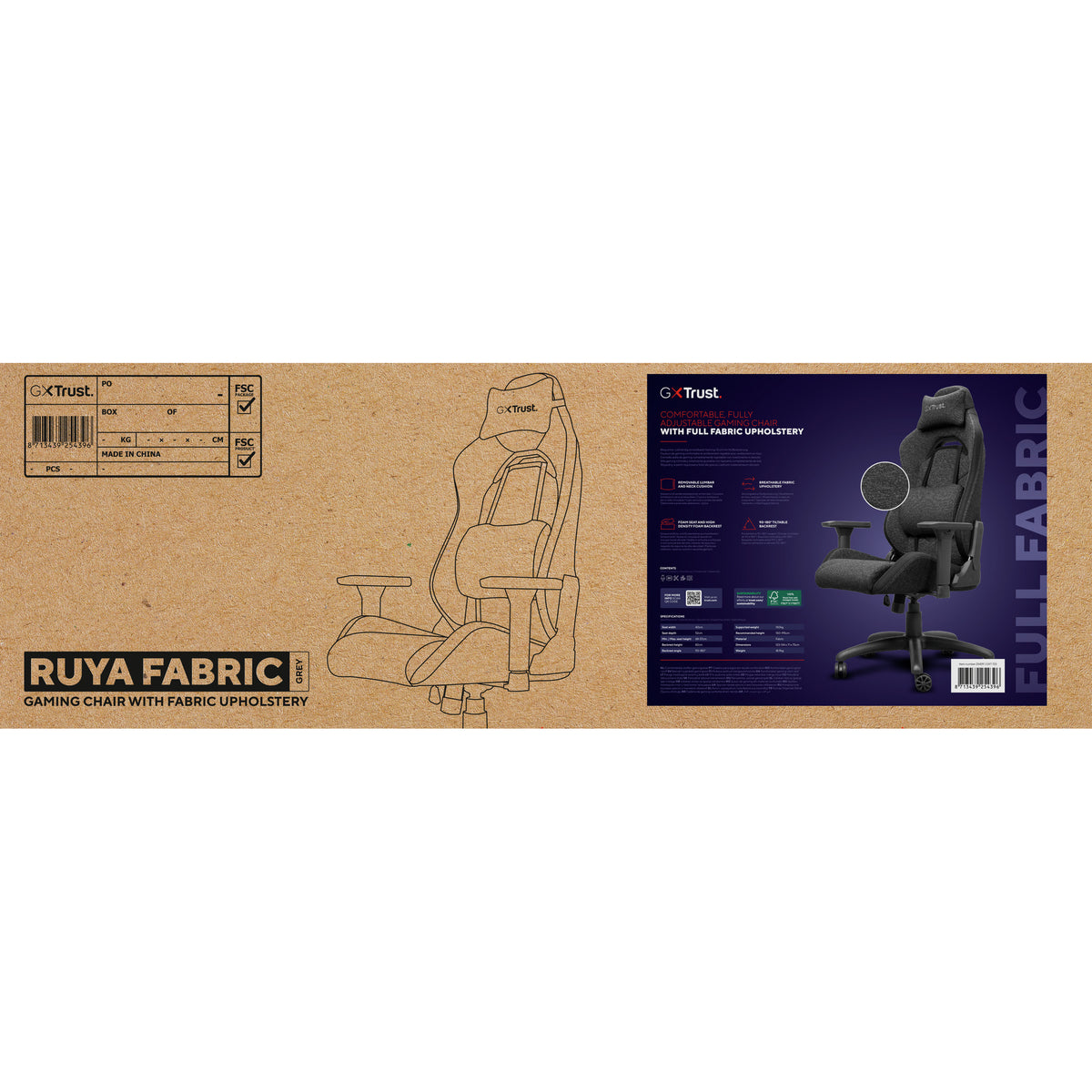 Trust GXT 723 Ruya bequemer Gaming-Stuhl aus Stoff (grau)
