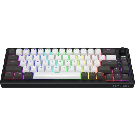 Hator skyfall pro wireless rgb mechanisch gaming toetsenbord (zwart, us lay-out (qwerty), hator aurum vanilla silent, 65%, rgb, double-shot pbt, hot-swap, 2.4ghz | bluetooth | usb-c)