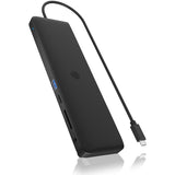 Icy Box ib-dk2116-c 11-in-1 mobile Dockingstation mit dreifachem Videoausgang (schwarz, HDMI, Displayport, LAN, USB Typ-C)