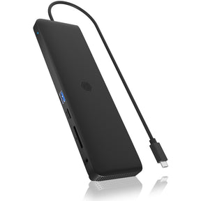 Icy Box ib-dk2116-c 11-in-1 mobile Dockingstation mit dreifachem Videoausgang (schwarz, HDMI, Displayport, LAN, USB Typ-C)