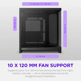Nzxt h6 rgb+ midi tower behuizing (zwart | 2x usb-a | 1x usb-c | rgb | tempered glass)