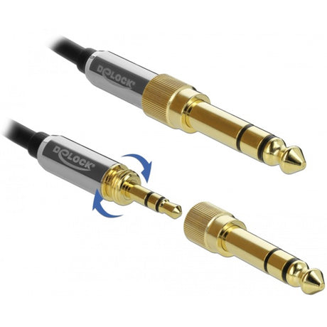 Delock Stereo Klinke 3,5 mm 3 Pin Stecker > Buchse Verlängerungskabel (schwarz, 1 Meter)