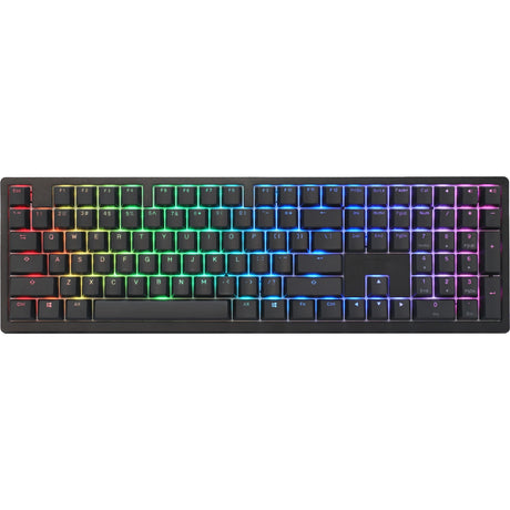Ducky Zero 6108 Classic Black RGB mechanische Gaming-Tastatur (Schwarz, US-Layout (QWERTY), Cherry MX2A Blau, 100 %, RGB-LEDs, Double-Shot PBT, Hot Swap, 2,4 GHz | Bluetooth | USB-C)