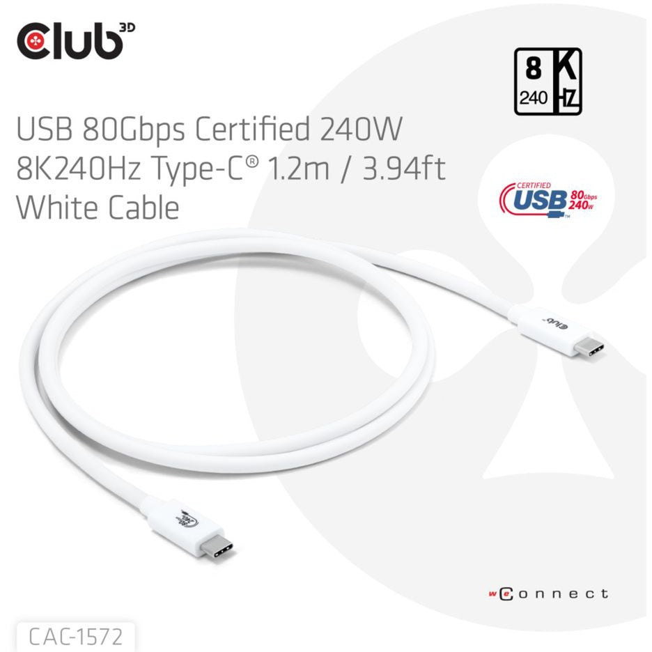 Club 3D USB-C 80 Gbit/s zertifiziert 240 W 8K 240 Hz