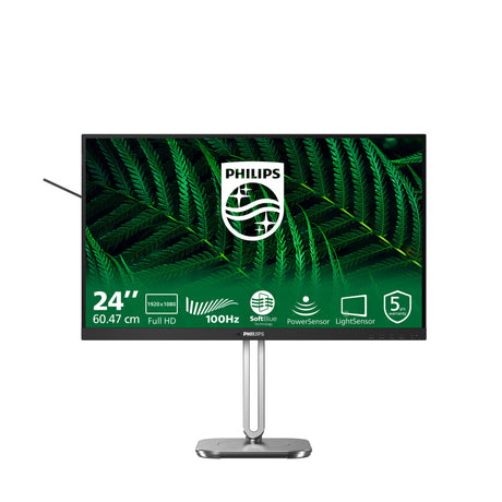 Philips 24b2g5200 23.8 monitor (zilver zwart, 1x displayport, 1x hdmi, 1x vga, 4x usb-a)
