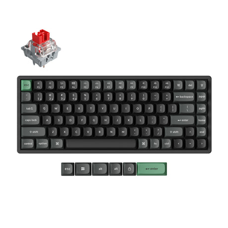 Keychron k2 ultra 8k wireless custom mechanical keyboard (zwart, us lay-out (qwerty), apex red, 75%, rgb leds, osa double-shot pbt, usb-c | 2.4 ghz | bluetooth 5.2)