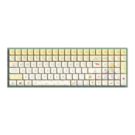 Iqunix F97 Floral Date RGB mechanische Gaming-Tastatur (grün, US-Layout (QWERTY), Iqunix Little Prince, 96 %, RGB-LEDs, Hot-Swap-fähig, PBT, 2,4 GHz | Bluetooth 5.1 | USB-C)