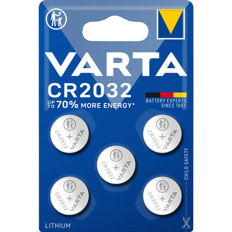 Varta Batterie Knopfzelle CR2032 Lithium 3V 5 Blister