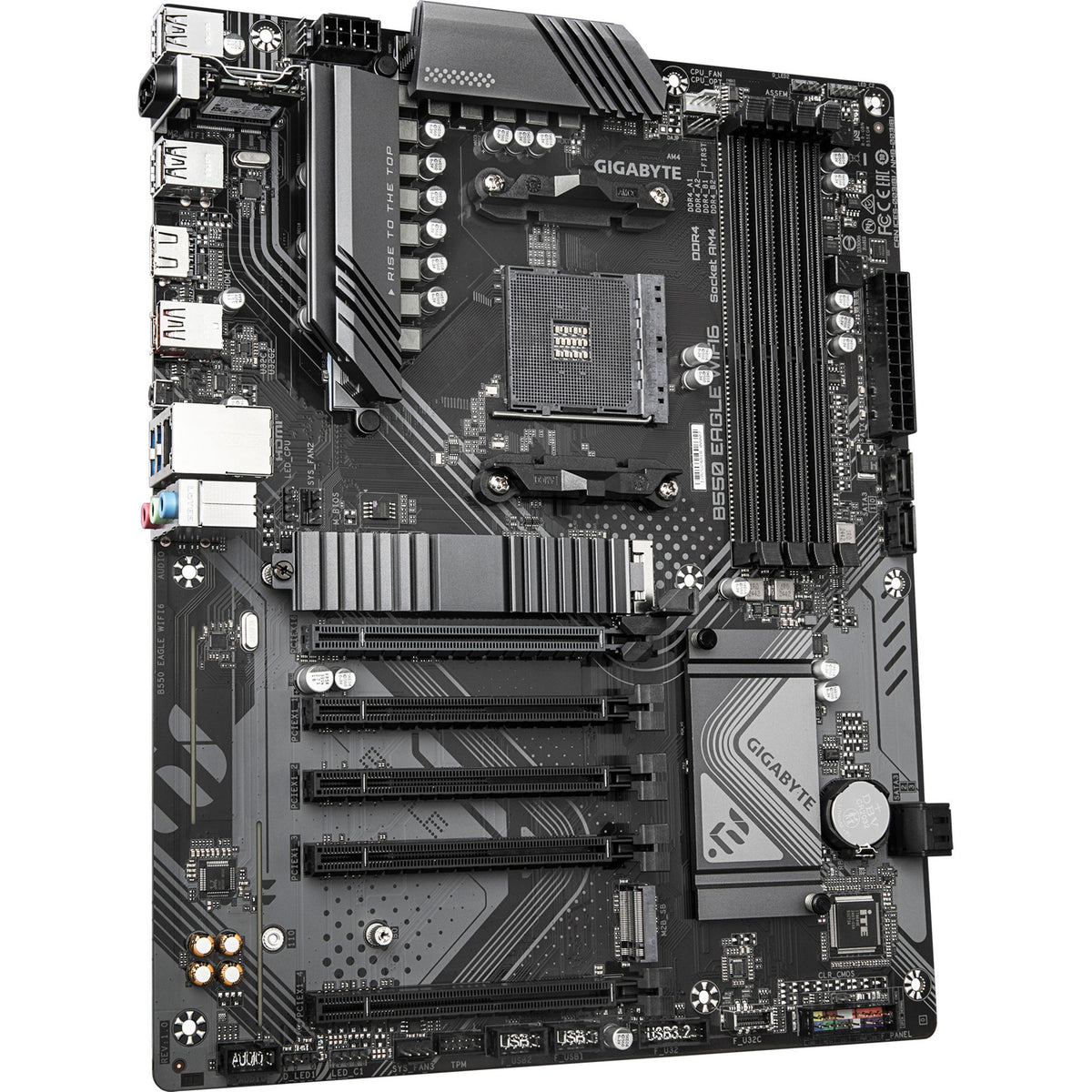Gigabyte b550 eagle wifi6 socket am4 moederbord (zwart grijs, raid, gb-lan, wi-fi 6, bt, sound, atx)