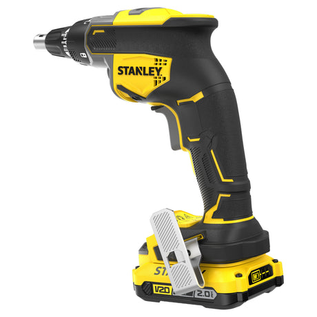 Stanley bürstenloser 18-V-V20-Gipskarton-Schraubendreher-Satz (schwarz gelb, Akku und Ladegerät im Lieferumfang enthalten)