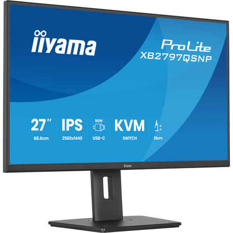 Iiyama Prolite xb2797qsnp-b1 27 Monitor (schwarz, HDMI, Display Port, 2x USB-A, 2x USB-C, RJ-45)