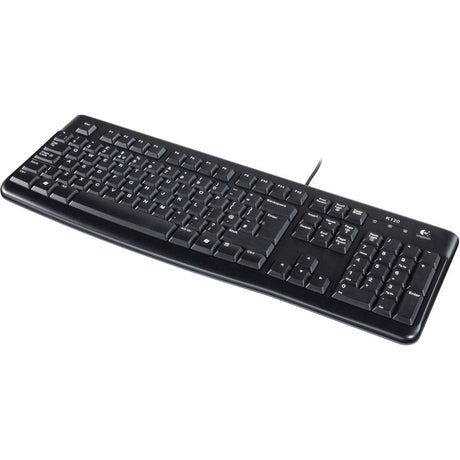 Logitech-Tastatur K120 für Unternehmen (US-internationales Layout (QWERTZ), Gummikuppel)