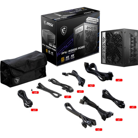 Msi MPG A1000G PCIe5 Modulares 1000-Watt-Netzteil (Schwarz, 1x 12V-2x6, 6x PCIe)