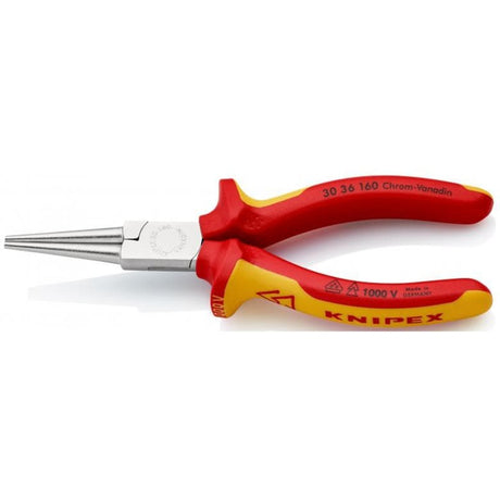 Knipex Spitzzange chromisoliert mit Mehrkomponentengriffen, VDE geprüft 160 mm - 3036160