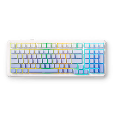 Mchose k99 v2 wireless gasket mount mechanical keyboard (wit, us lay-out (qwerty), kailh box icy creamsicle, 99%, rgb, pbt keycaps, hot-swap, 2.4 ghz | bluetooth | usb-c)
