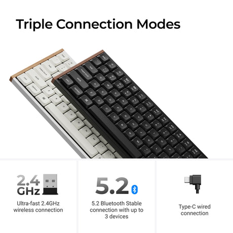 Keychron k3 ultra 8k wireless custom mechanical keyboard (zwart, us lay-out (qwerty), milk pom brown, 75%, rgb leds, lsa double-shot pbt, usb-c | 2.4 ghz | bluetooth 5.2)