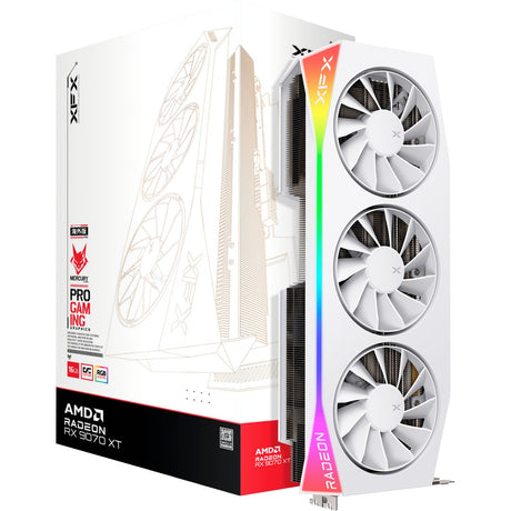 XFX Radeon RX 9070 XT OC Mercury RGB Grafikkarte (weiß, RDNA4, GDDR6, 3x Display Port, 1x HDMI 2.1)