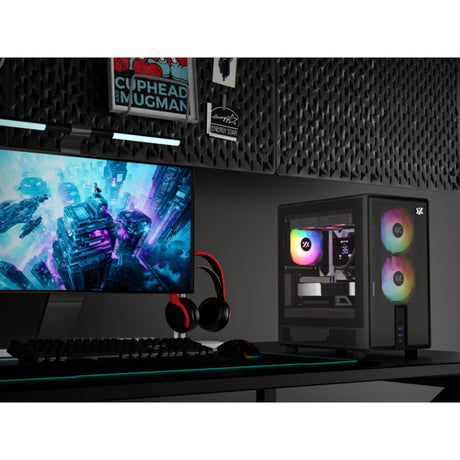Xyz PC Gear Atom Midi-Tower-Gehäuse (schwarz | 2x USB-A | 1x USB-C | gehärtetes Glas)