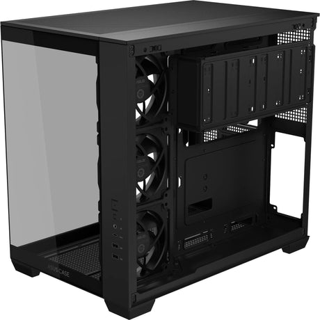 Asus a32 plus Midi-Tower-Gehäuse (schwarz | 2x USB-A | 1x USB-C | RGB | gehärtetes Glas)