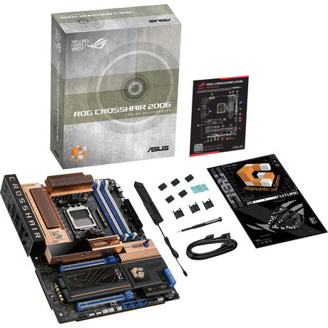 Asus rog crosshair 2006 socket am5 moederbord (zwart brons, raid, 5 gb-lan, 10 gb-lan, wi-fi 7, bt, sound, atx)